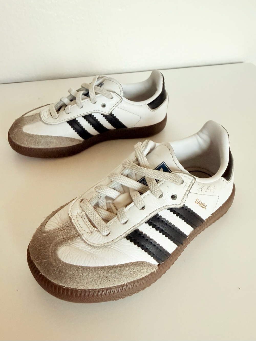adidas Kids Samba Sneakers in White, Black and Brown